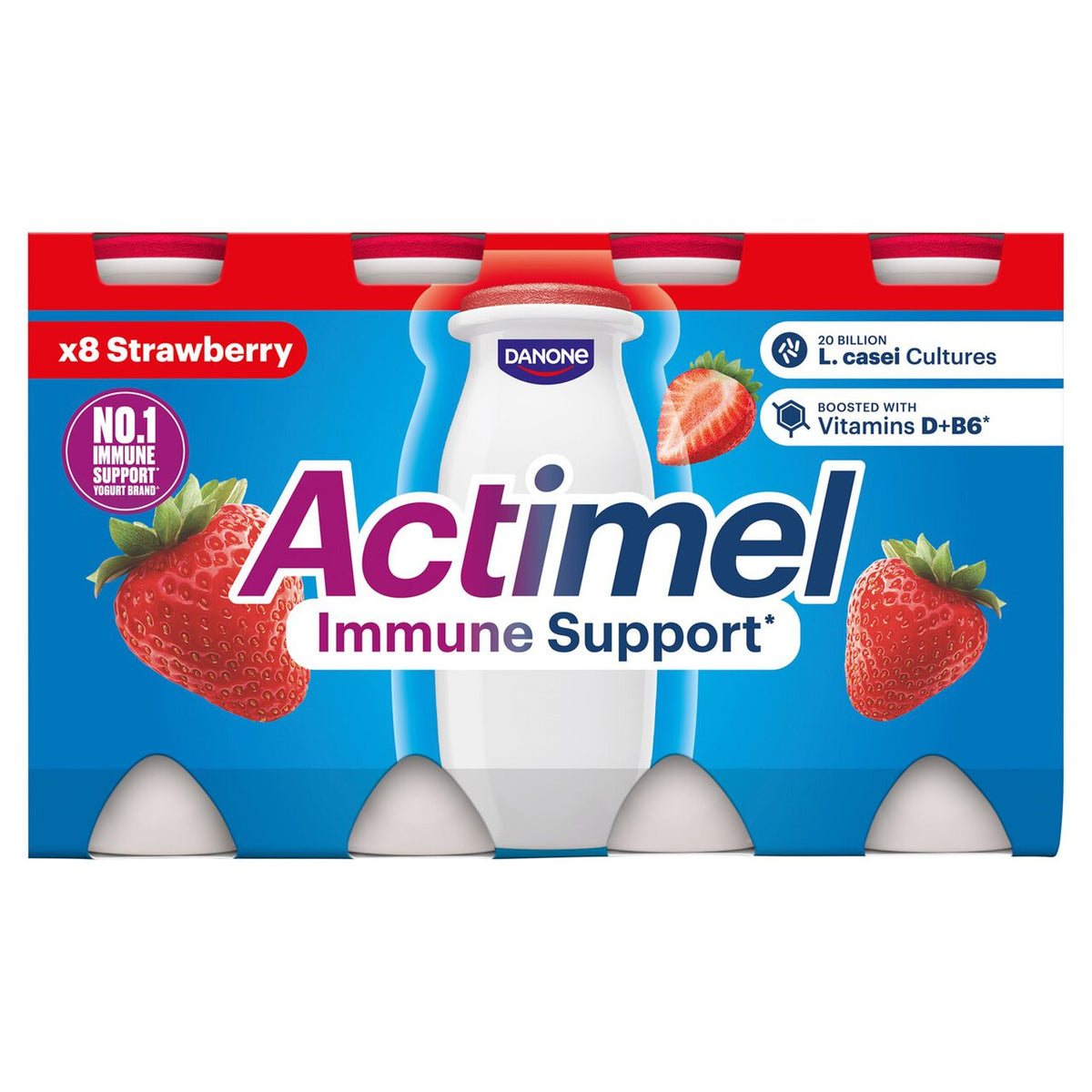 ACTIMEL STRAWBERRY CULTURED YOGHURT DRINKS (100g) x 8