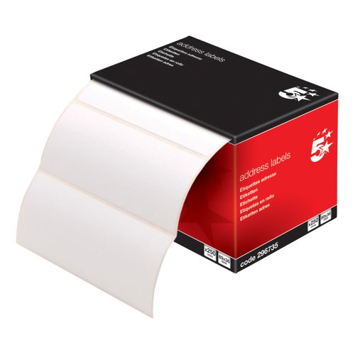 5 STAR OFFICE ADDRESS LABELS 89X36MM ON CONTINUOUS ROLL (PACK OF 250)