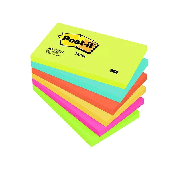 POST-IT NOTES 76X127MM ENERGY COLOURS (PACK OF 6) 655TF