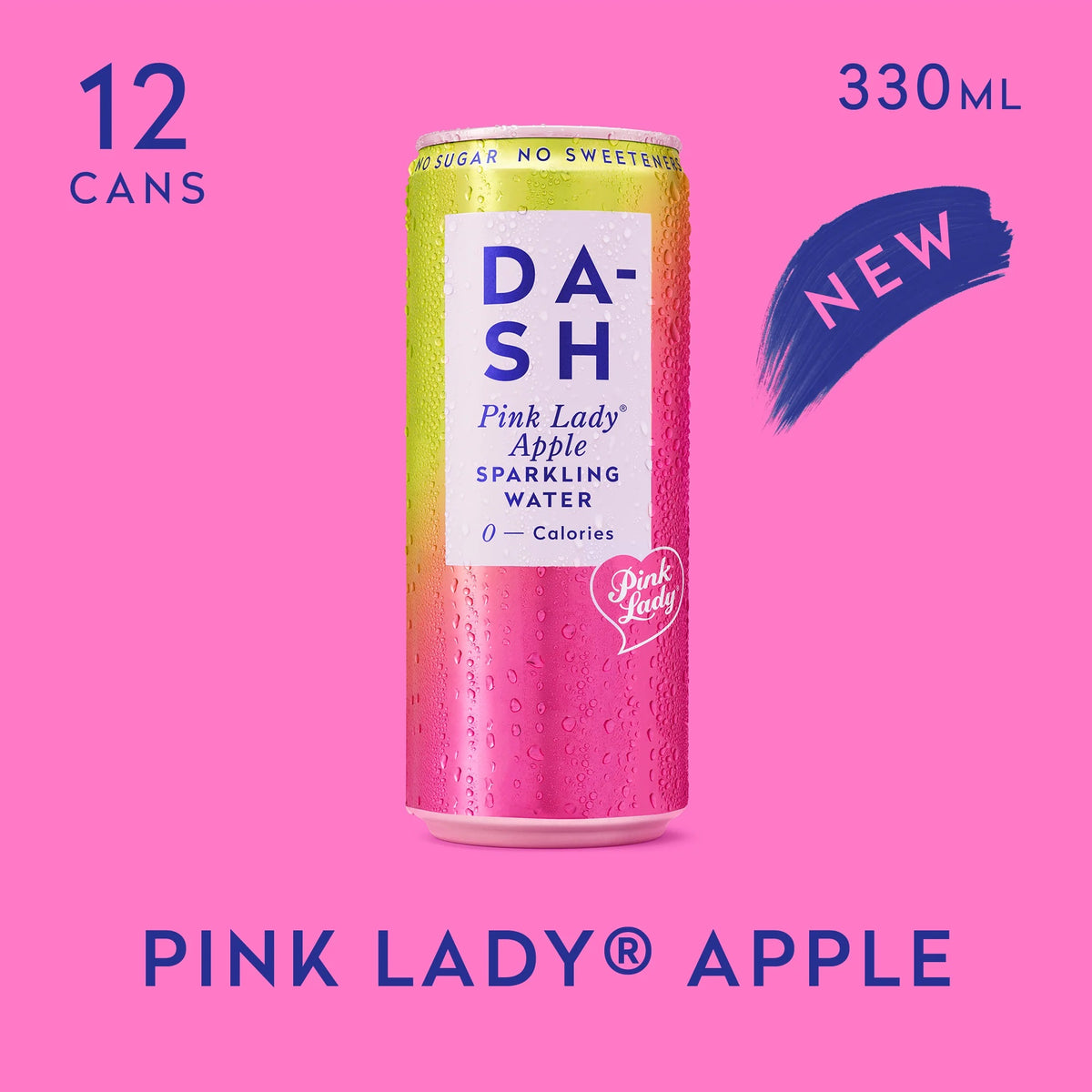 DASH WATER PINK LADY APPLE CANS (330ml) x 12