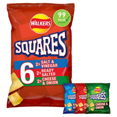 WALKERS SQUARES VARIETY MULTIPACK CRISPS (22g) x 6