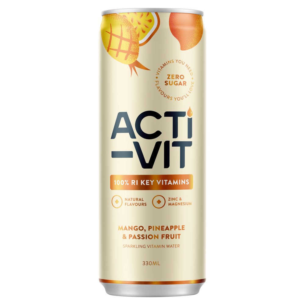 ACTI-VIT VITAMIN SPARKLING WATER MANGO & PASSIONFRUIT 330ml x 12