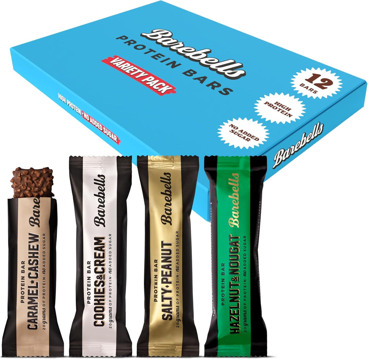 BAREBELLS NO ADDED SUGAR MIXED SELECTION PROTEIN BARS (55g) x 12