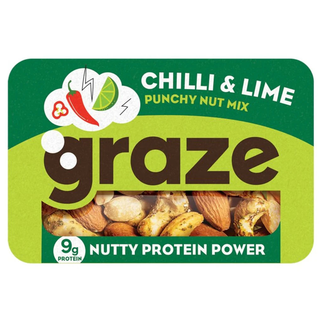GRAZE NUTTY CHILLI & LIME PUNCHY PROTEIN POWDER (38g) x 9