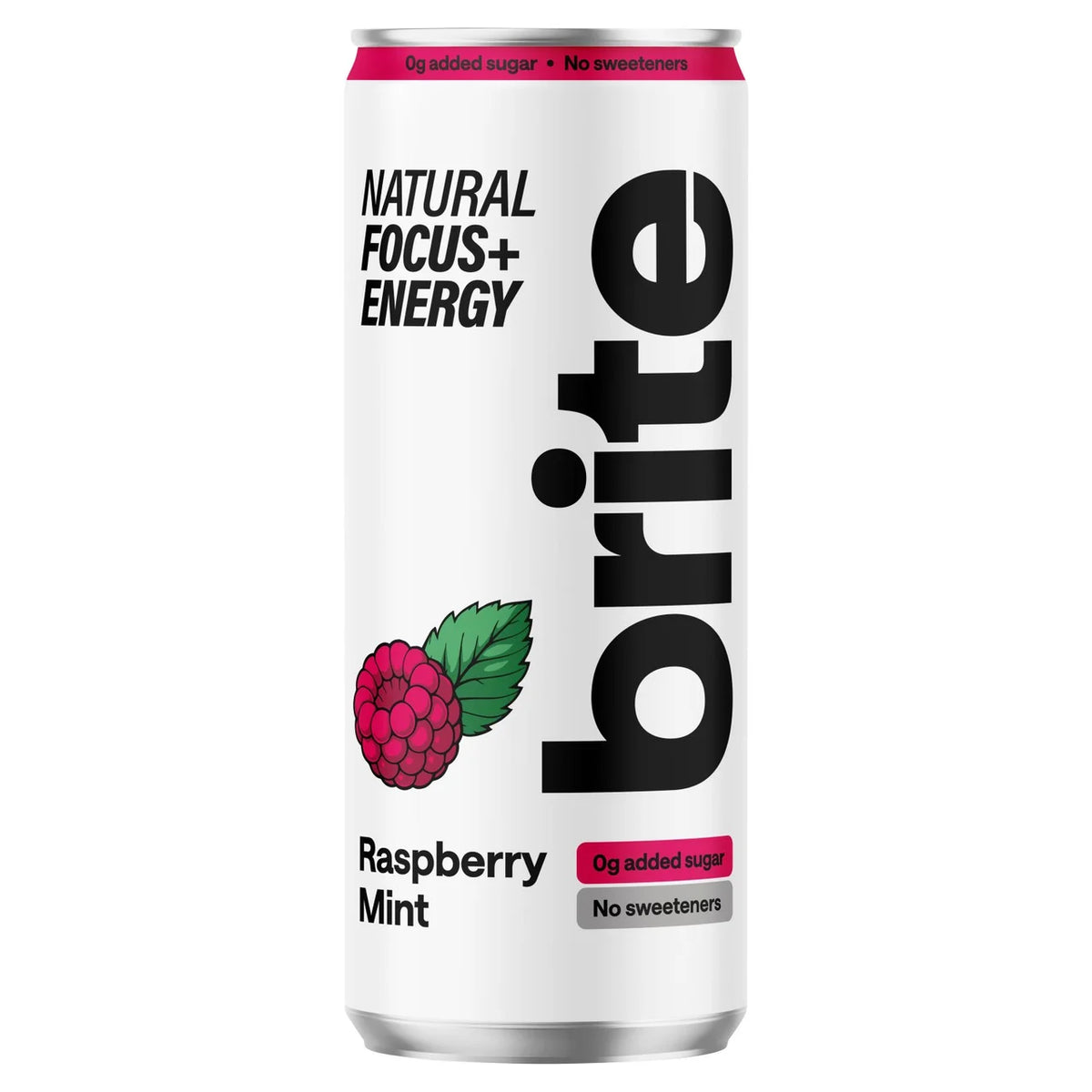 BRITE NATURAL FOCUS RASPBERRY MINT CANS (330ml) x 12