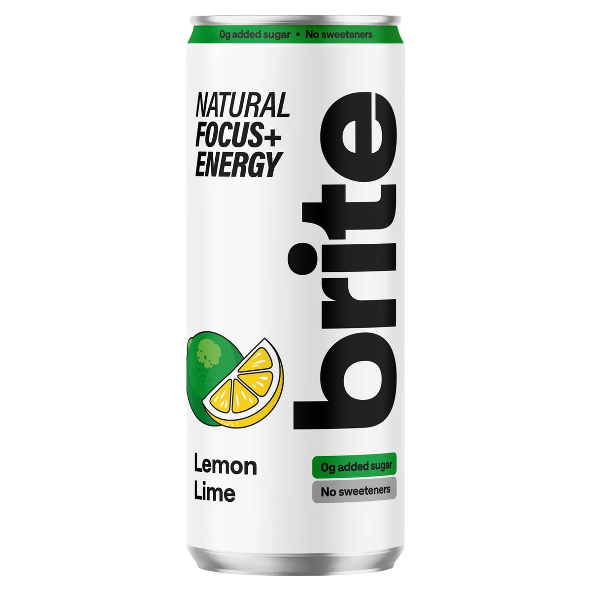 BRITE NATURAL FOCUS ENERGY, LEMON & LIME (330ML) x 12