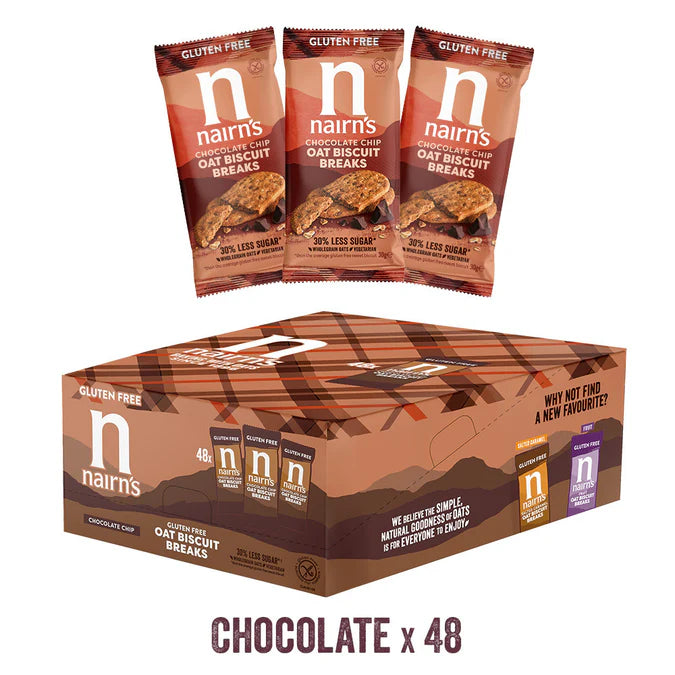 NAIRNS GLUTEN FREE CHOC CHIP OAT BISCUIT BREAKS 30G X 48