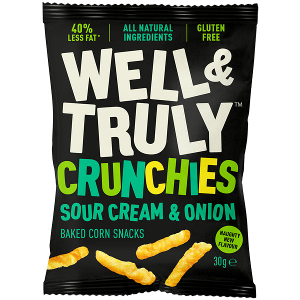 WELL & TRULY CRUNCHIES - SOUR CREAM & ONION (30g) x 10