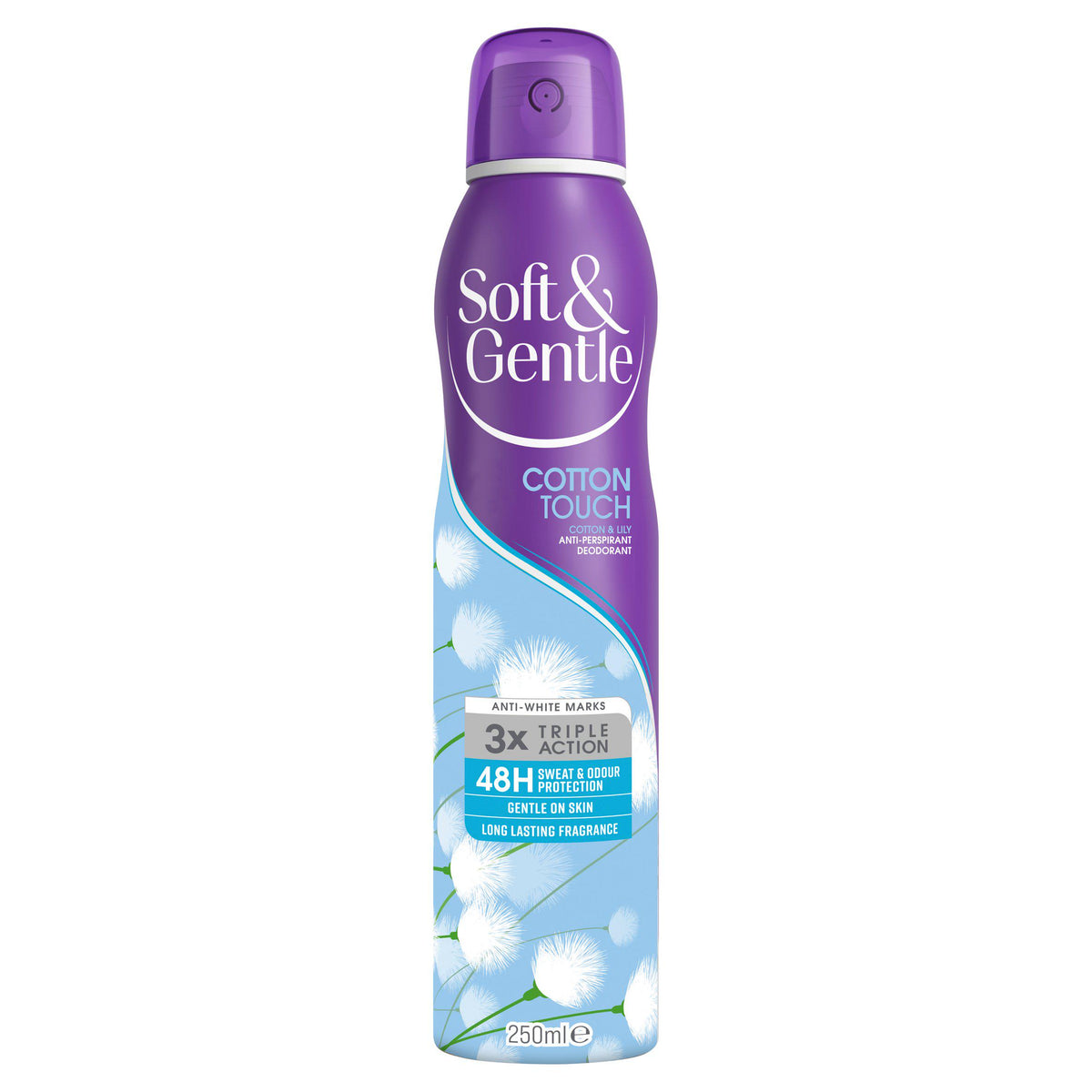 SOFT & GENTLE COTTON & LILY ANTI PERSPIRANT DEODORANT 250ml