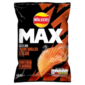 WALKERS MAX SIZZLING FLAME GRILLED STEAK (42.5g) x 24