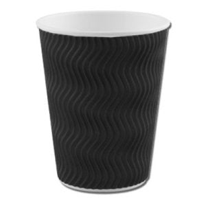 BLACK RIPPLE WALL HOT PAPER CUP (8oz/227ml) x 500