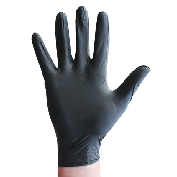 BLACK NITRILE POWDER FREE GLOVES - LARGE x 100