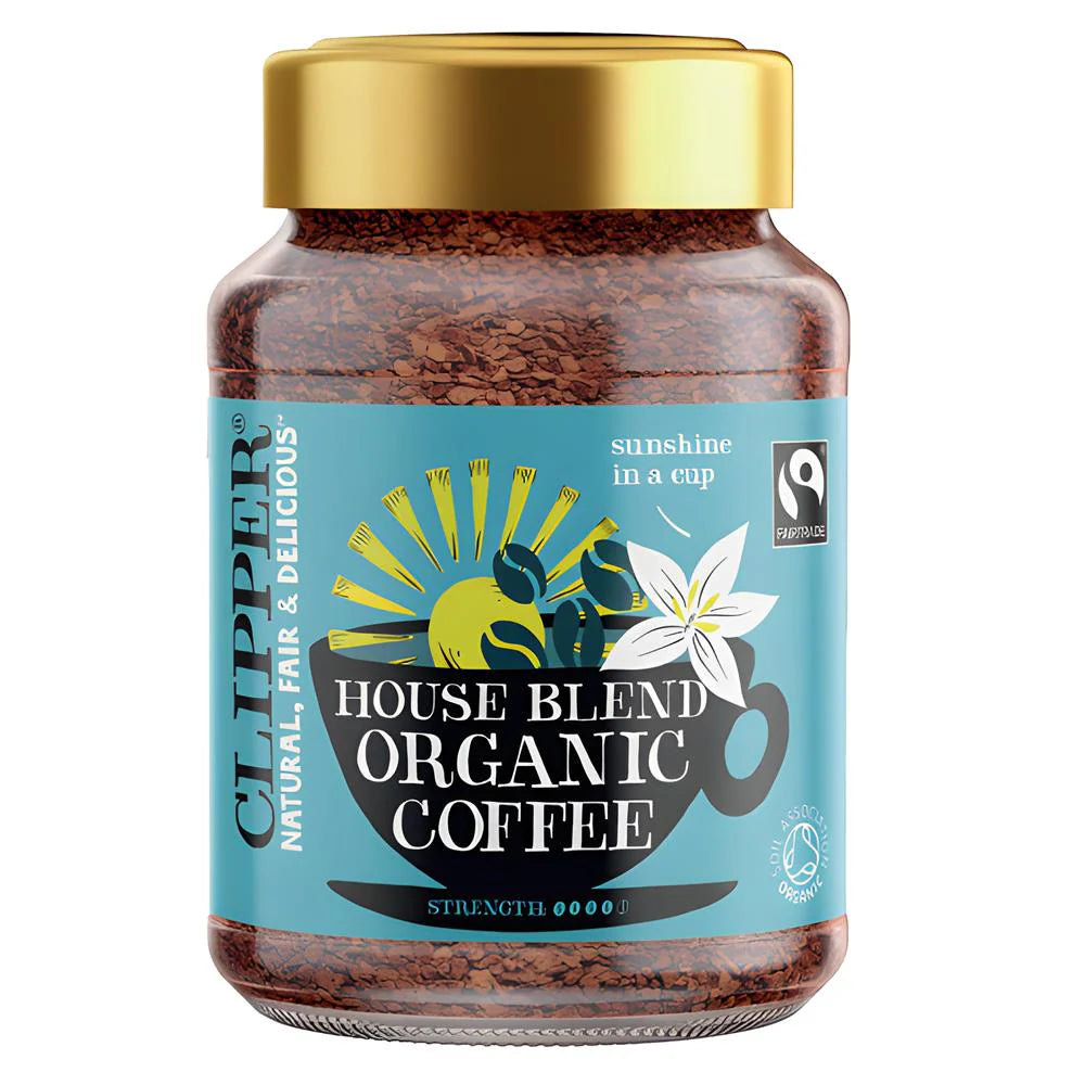 CLIPPER FAIRTRADE ORGANIC MEDIUM ROAST ARABICA INSTANT COFFEE (200g) x 6 (GLASS)