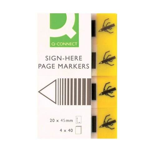 Q-CONNECT QUICK TABS SIGN-HERE 20X45MM 40 TABS 4 PADS YELLOW (PACK OF 160) KF01979
