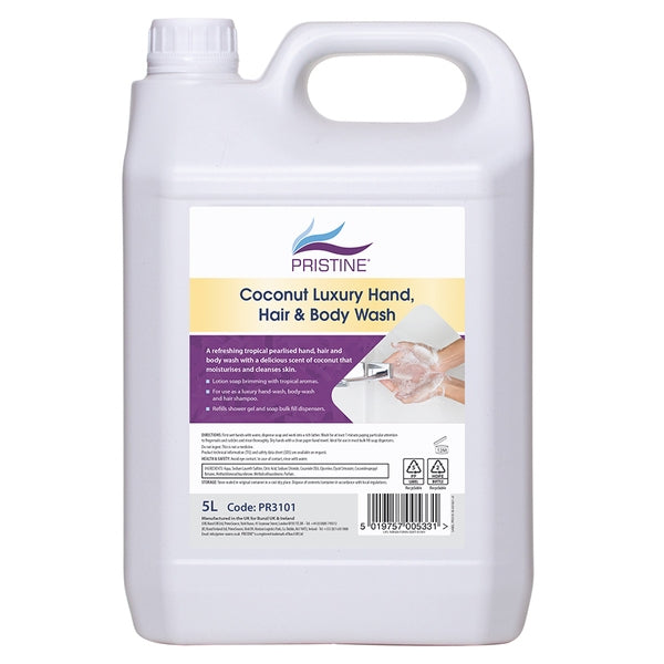 PRISTINE COCONUT LIQUID SOAP HAND HAIR & BODY WASH (5lt) x 1
