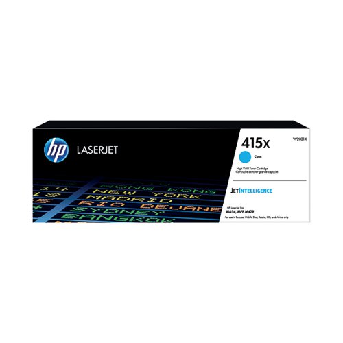 HP 415X ORIGINAL LASERJET TONER CARTRIDGE HIGH YIELD CYAN W2