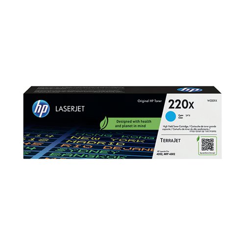 HP 220X ORIGINAL LASERJET TONER CARTRIDGE HIGH YIELD CYAN W2