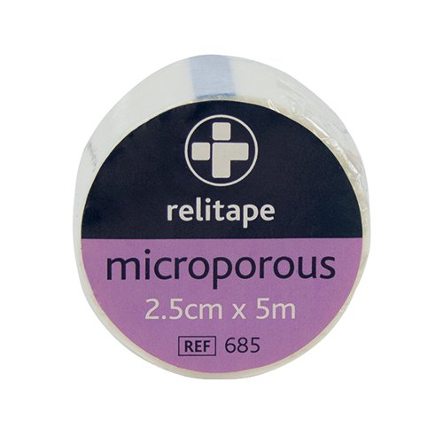 RELIANCE MEDICAL RELITAPE MICROPOROUS TAPE 2.5CMX5M (PACK OF 12) 685