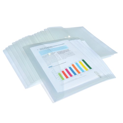 RAPESCO FOOLSCAP POPPER WALLET CLEAR (20 PACK) 1496