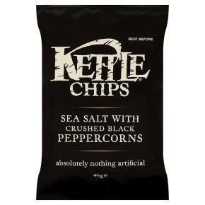 Kettle Chips Sea Salt & Crushed Black Peppercorns (40g) x 18