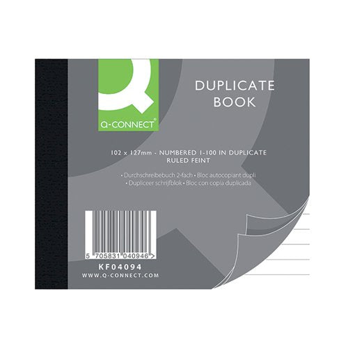 Q-CONNECT FEINT RULED DUPLICATE BOOK 102X127MM KF04094
