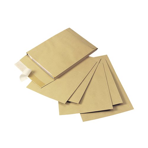 Q-CONNECT ENVELOPE GUSSET 305X254X25MM PEEL AND SEAL 120GSM MANILLA (PACK OF 100) KF3526