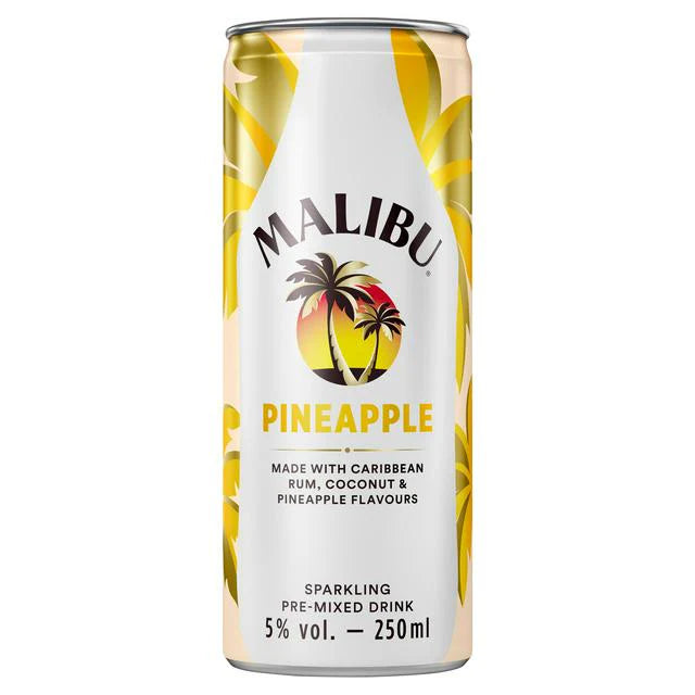 MALIBU PINEAPPLE SPARKLING COCONUT RUM PRE-MIXED CANS (250ml) x 12