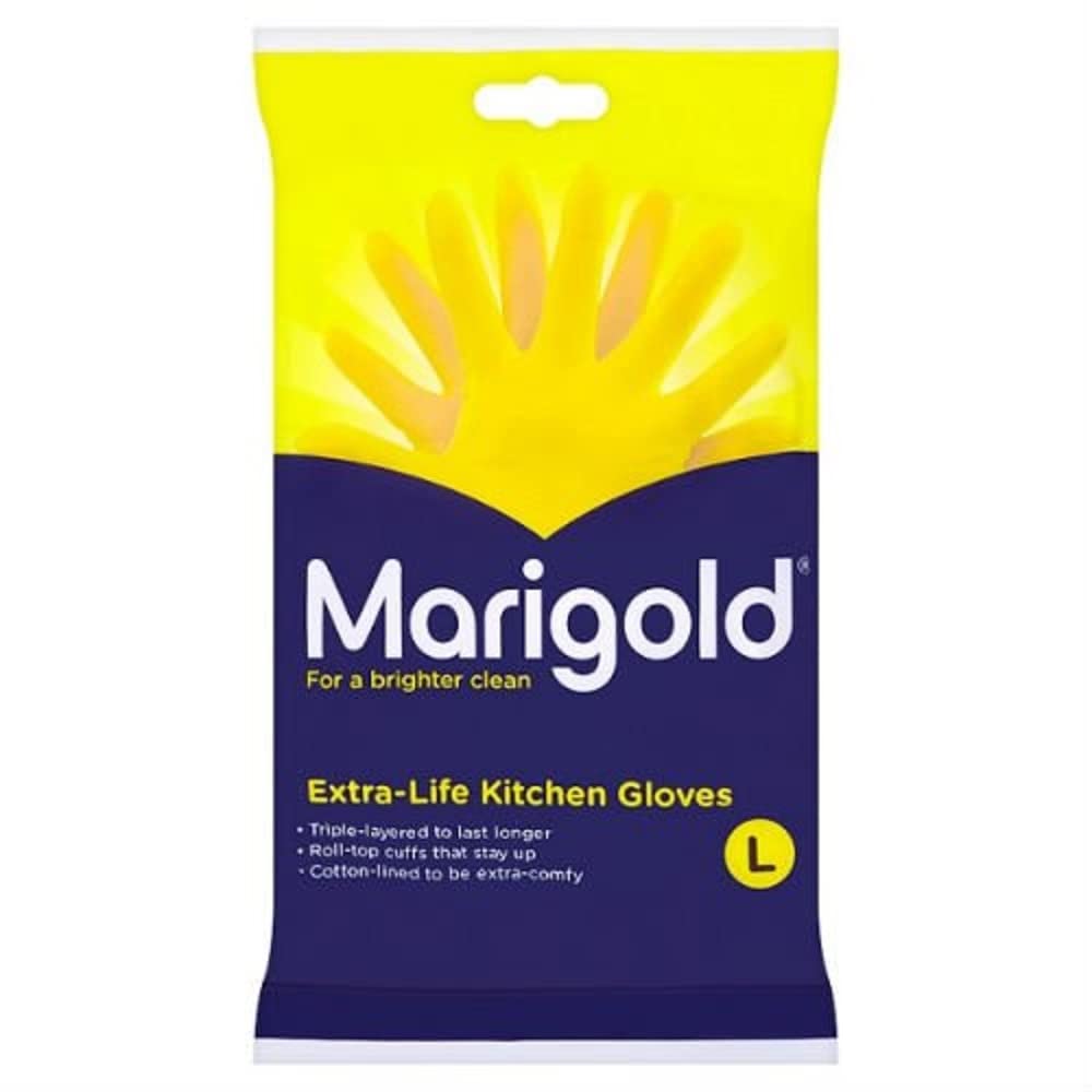 MARIGOLD EXTRA-LIFE KITCHEN GLOVES YELLOW LARGE - PAIR