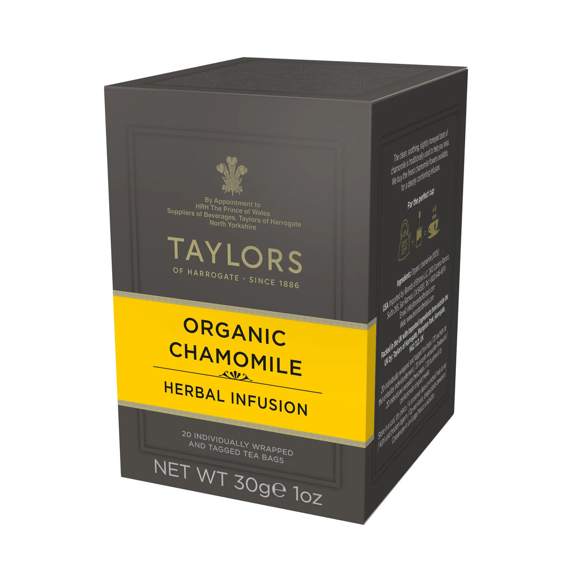 TAYLORS OF HARROGATE ORGANIC CHAMOMILE TAG & ENVELOPE TEA BAGS (100 bags)