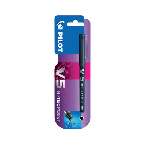 PILOT V5 HI-TECPOINT ROLLERBALL PEN BLACK (PACK OF 12)