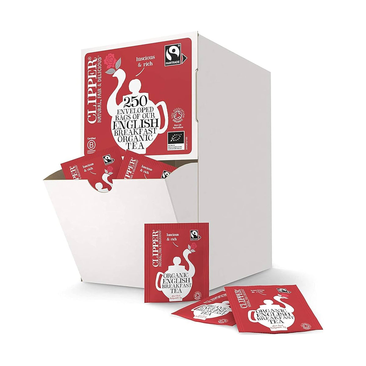 CLIPPER ENVELOPED & TAGGED FAIRTRADE ORGANIC ENGLISH BREAKFAST TEA BAGS x 250