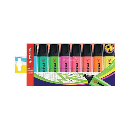 STABILO BOSS ORIGINAL HIGHLIGHTER PENS WALLET ASSORTED (PACK OF 8) 70/8