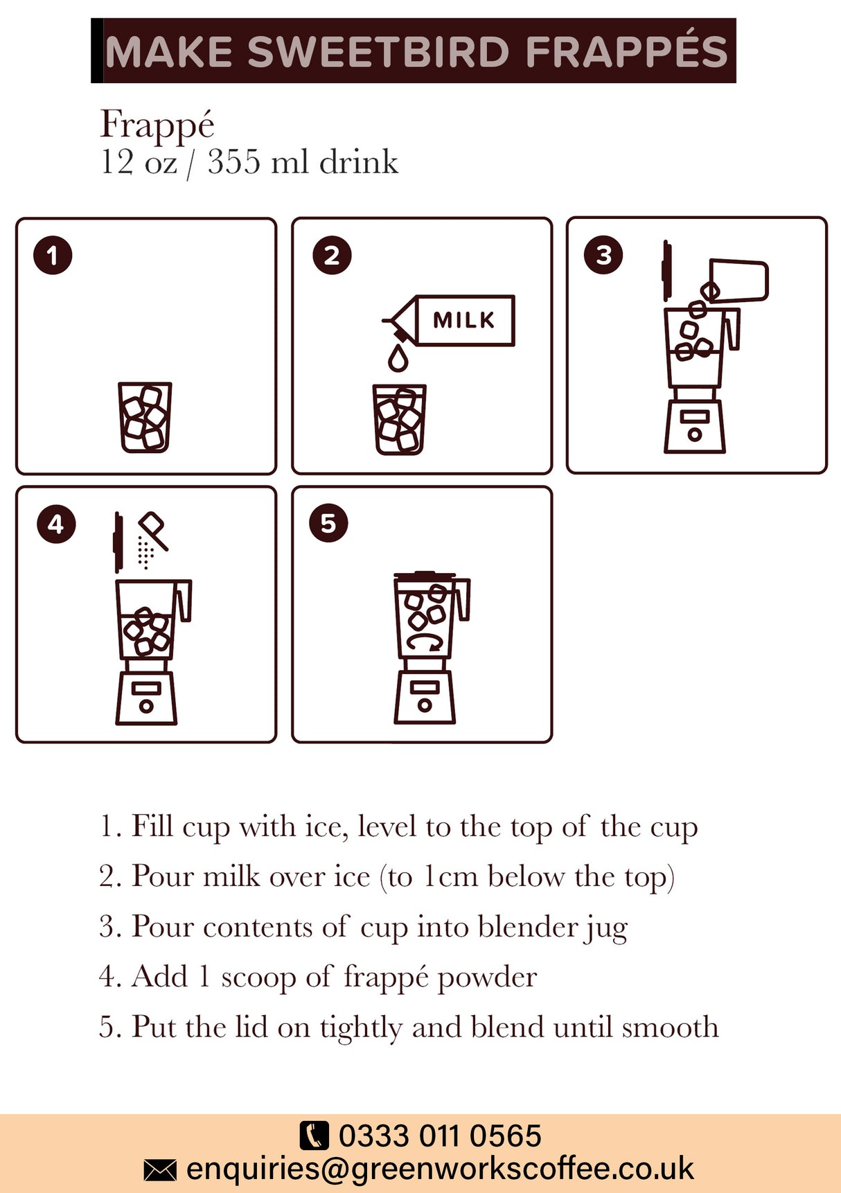 Smoothie & Frappe Instruction Card