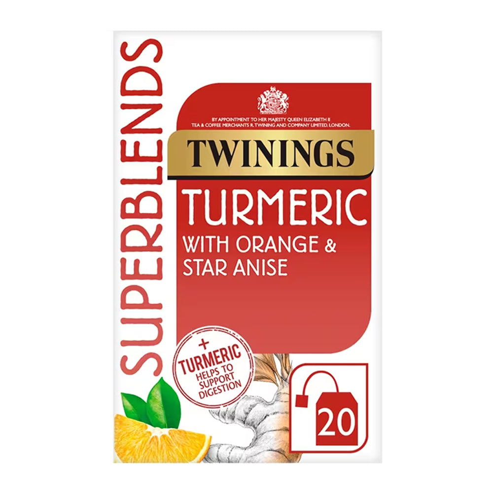 TWININGS SUPERBLENDS TURMERIC ENVELOPED TEA BAGS (20 bags) x 4