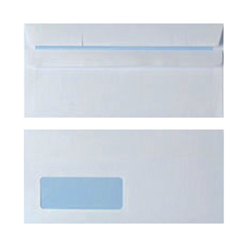 ENVELOPE DL WINDOW 90GSM WHITE SELF SEAL (PACK OF 1000) WX3481