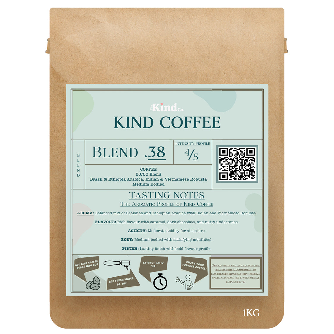 Kind Coffee Blend .38 50/50 Arabica/Robusta Wholebean (1kg) x 6