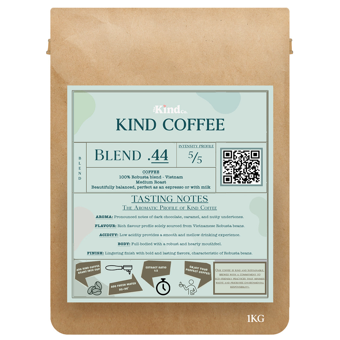Kind Coffee Blend .44 100% Robusta Wholebean (1kg) x 6