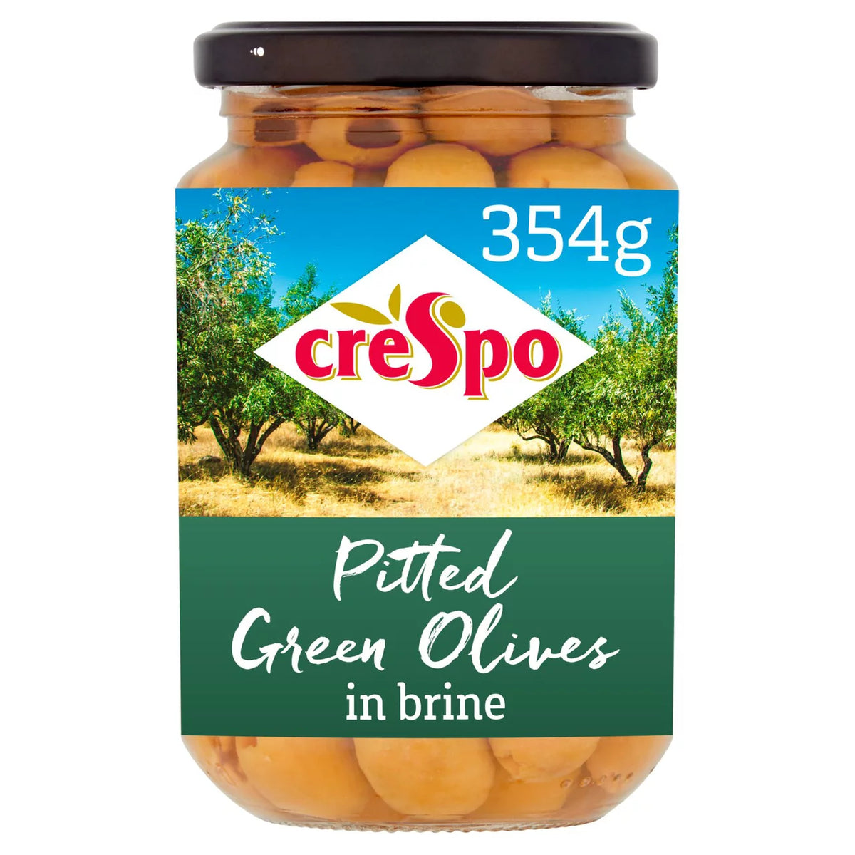 CRESPO PITTED GREEN OLIVES 354G