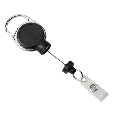 DURABLE EXTRA STRONG RETRACTABLE CLIP BADGE REEL FOR ID AND KEYS BLACK 832901
