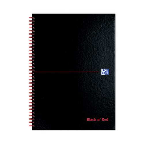 BLACK N' RED WIREBOUND RULED PERFORATED HARDBACK NOTEBOOK A4 (PACK OF 5) 100102248