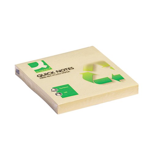 Q-CONNECT QUICK NOTES RECYCLED 76X76MM YELLOW (PACK OF 12) KF05609