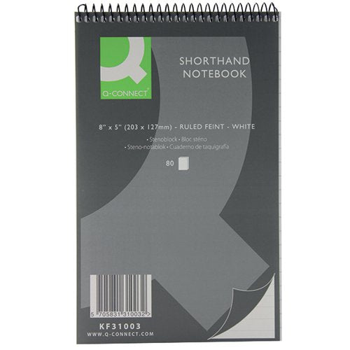 Q-CONNECT FEINT RULED SHORTHAND NOTEBOOK 160 PAGES 203X127MM (20 PACK) KF31003