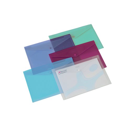 REXEL POPPER FOLDER A4 CLEAR ASSORTED (PACK OF 6) 16129AS