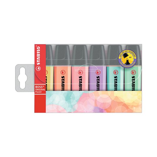 STABILO BOSS ORIGINAL HIGHLIGHTER ASSORTED PASTEL (PACK OF 6) 70/4-2