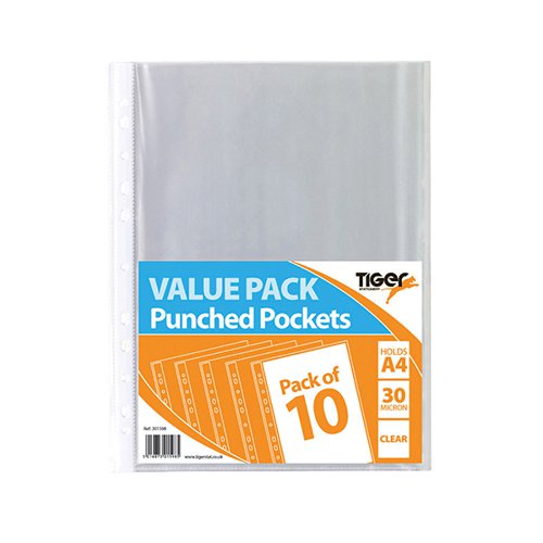 A4 PUNCHED POCKETS 30 MICRON 20X10 POCKETS (PACK OF 200) 301598