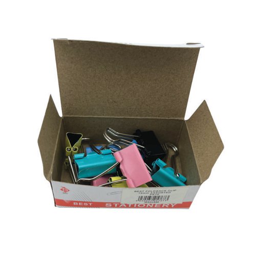 FOLDBACK CLIP 19MM ASSORTED (10 PACK) 22491